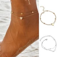 Sexy Bohemia Gold Color Chain Anklets for Women Jewelry 2022 Trend Summer Bead Bracelet On Leg Foot Boho Heart Fashion Charm