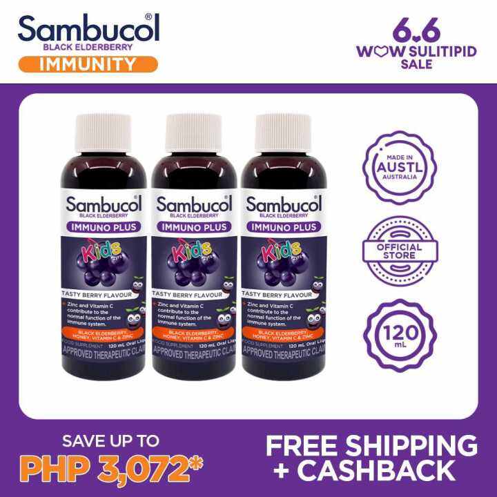 Sambucol Black Elderberry Immuno Plus Kids With Vitamin C & Zinc 120Ml
