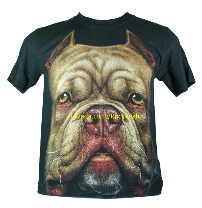 เสื้อลาย-หน้าสุนัข-พิทบูล-pitbull-dog-เต็มหน้า-ไซส์ยุโรป-เสื้อยืดสีดำ-สกรีนจมแน่น-หน้าหลัง-rca232-ส่งจากกทม