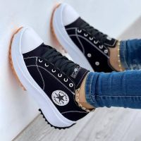 COD DSFEDTGETEER Spot New Womens Canvas Shoe kasut perempuan Fashion Lace Up Sneakers Shoes Platform Large Size Ladies casual shoes Sports Shoe女式帆布鞋时尚系带运动鞋厚底大码女士休闲鞋