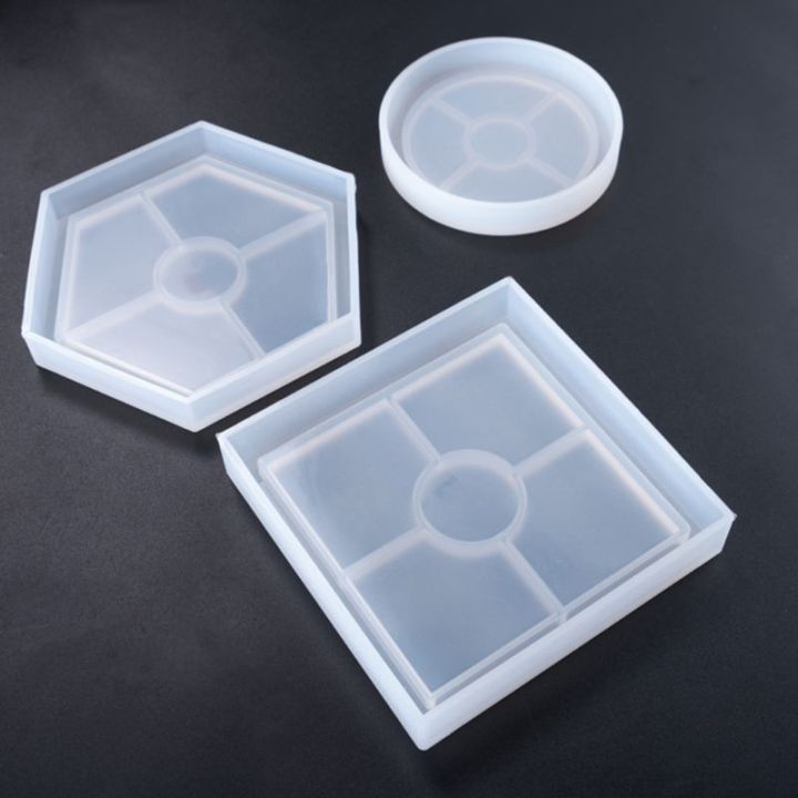 hexagon-square-รอบที่รองถ้วยชาแม่พิมพ์-diy-coaster-ซิลิโคนแม่พิมพ์คริสตัลอีพ็อกซี่รูปหล่อเรซินแม่พิมพ์