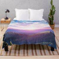 Sunset Flannel Throw Blanket Purple Light Landscape Blanket for Bed Couch Sofa Blanket King Queen Size Lightweight Super Soft