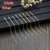 【YF】♂  Sterling Tassel Chain Drop Sticker Dangle Earrings Ear for Jewelry Making Accessories