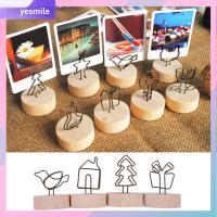 YESMILE 1 PC ของขวัญ เครื่องประดับเดสก์ท็อป สมุดบันทึก ที่ใส่ไม้กลม คลิปภาพ ข้อความสนับสนุนซ้าย กรอบรูป