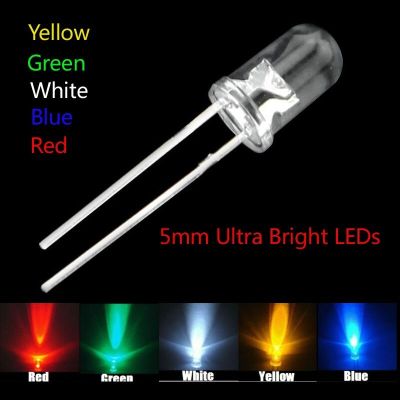 5 colors x100pcs =500pcs New 5mm Round Super Bright Led Red/Green/Blue/Yellow/White/ Water Clear LED Light Diode kit Electrical Circuitry Parts