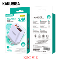 หัวชาร์จอะแดปเตอร์ 2ช่อง KAKUSIAG KSC-918จอแสดงผลดิจิตอลอัจฉริยะ เอาต์พุต 2พอร์ต  พอร์ตชาร์จอัจฉริยะสูงสุด