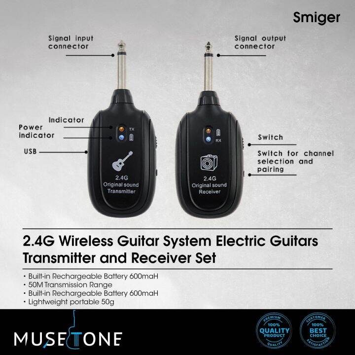 2.4G Wireless Guitar System Electric Guitars Transmitter and Receiver Set Lazada