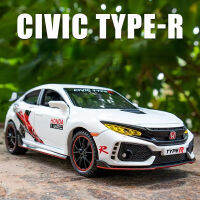 Wj】โมเดลรถยนต์อัลลอยด์ฮอนด้าซีวิคแบบ TYPE-R,เสียงสะท้อนและเปิดประตูแสงรถของเล่นเด็กของขวัญสำหรับเด็กผู้ชาย