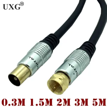 5M 3M 1.5M RF RG6 Quad Shield CL2 Coaxial Antenna Satellite Cable with TV  90 Degree Right Angel Male To Straight Male Connector