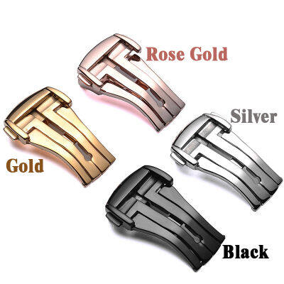 18Mm 20Mm Deployment Buckle สำหรับ Folding Buckle สายนาฬิกา Black Rose Stainless Steel Butterfly Clasp