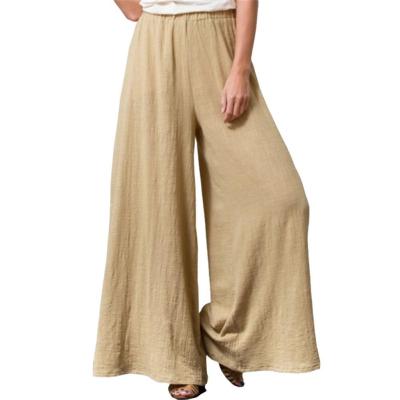 Summer Women Slacks Mid Rise Solid Color Wide Leg Elastic Waist Long Pants Trousers for Office Women clothes 2021 Grey xxxl