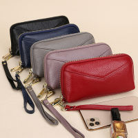 First layer Cow leather Women handbag Red Purple Blue Mini Phone Bag Cowskin Long Wallet Purse Clutches Cowhide Casual Shell Bag