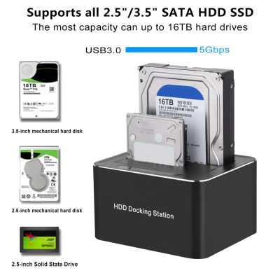 Keyng【คลังสินค้าพร้อม】ช่องเสียบคู่สถานีเชื่อมต่อ HDD ภายนอก2.5หรือ3.5in HDD USB3.0ไปยัง SATA พร้อม Clone HDD Docking Station 32TB ปลั๊ก Eu/us/uk