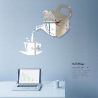 【⊕Good quality⊕】 si12562 นาฬิกาแขวนจำนวนกาชงกาแฟแบบ3มิติทำมือสติ๊กเกอร์ติดกระจกสำนักงานบ้านห้องออกแบบศิลปะการตกแต่งนาฬิกาไร้เสียงออกแบบที่ทันสมัย
