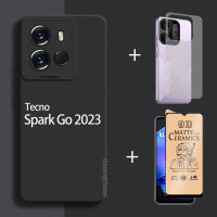 เคส3in1 Tecno Spark Go 2023ฟิล์มปกป้องหน้าจอสีฝ้าเคสโทรศัพท์มือถือ + ฟิล์มบางเซรามิก + ฟิล์มด้านหลัง