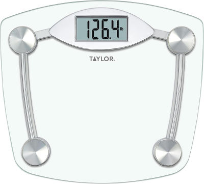 Taylor Digital Bathroom Scale, Highly Accurate Body Weight Scale, Instant On and Off, 400 lb, Sturdy Clear Glass with ChromeFinish Base 400 LB Clear Glass with Chrome Finish Base