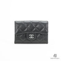 NEW CHANEL CARD HOLDER SHORT BLACK CAVIAR SHW