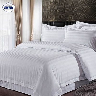 SWENY ชุดผ้าปูที่นอน รัดมุม ลายริ้ว 3.5ฟุต  (3 ชิ้น) cotton100% 320T (ลายริ้ว 1 cm. / ลายเรียบ)  ผ้าปูที่นอน ชุดเครื่องนอน