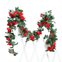 【LZ】❁  Pendurado Artificial Rose Vine Plant Flor Falsa Guirlanda De Hera Casa Hotel Festa de Casamento Decoração Do Jardim