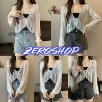 Zero shop?พร้อมส่ง? (Zero-95141) เสื้อคลุมแขนยาว ถักไหมพรม  ผ้าซีทรูลวดลายลูกไม้  -C