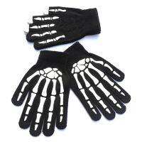 hotx【DT】 Knitting Gloves Half Fingers Print Warm Breathable Men Cycling