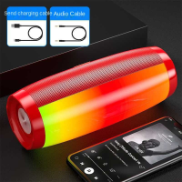 New Portable Speakers Bluetooth Column Wireless Bluetooth 3D Sound Speaker Powerful High Outdoor Bass HIFI TF AUX With LED Light