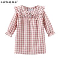 Mudkingdom Ruffle Collar Girls Nightgowns Plaid Long Sleeve Toddler Pajamas Dress er Pan Cute Sleep Shirts Girl Homewear