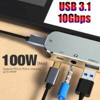 Adaptor HDMI Mini HUB 4K stasiun Dok Tipe C 10Gbps PD 100W pembagi Data USB 3.1 3.0 untuk MacBook iPad Xiaomi USBC USB3