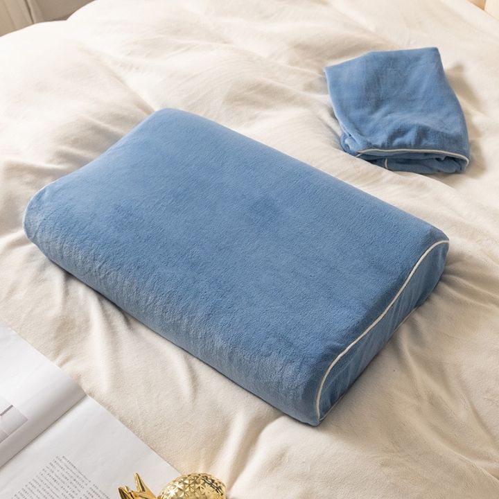 สีทึบนอนเนื้อนุ่มเครื่องนอนหมอนป้องกันปลอกหมอนผ้าฝ้ายสไตล์เรียบง่ายหมอนลาเท็กซ์คลุมปลอกหมอน