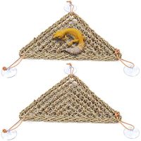 Kathson Reptile Lizard Bearded Dragon Hammock Reptile Recliner Hermit Crab Climbing Toy Tank Accessories for Habitat, 100% Natural Grass Fiber เตียงเปลญวนสำหรับตุ๊กแก 2 ชิ้น