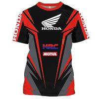 Racing Suit Honda HRC Summer Cotton Mens Short Sleeve Shirt Round Neck T-Shirt Sports Plus Fat Large Size Beach Short Sleeve