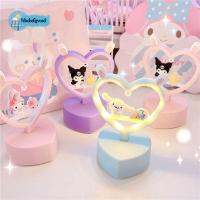 HBDX Cinnamoroll Kuromi น่ารักสำหรับ Hiasan Kamar นักเรียนเครื่องประดับตั้งโต๊ะไฟ LED โคมไฟกลางคืนไฟกลางคืนรอบแสง