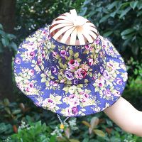 Summer Beach Hat Foldable Fan Bamboo Silk Wide Brim Hat Portable Outdoors Women Sunscreen Cap Tour Sun Protection Supply