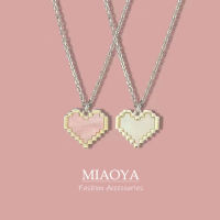 MIAOYA Fashion Jewelry Shop สีสัน การออกแบบโมเสค จี้หัวใจสำหรับผู้หญิง สร้อยคอโลหะสำหรับคู่รัก ของขวัญวันเกิดที่สวยหรู