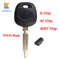 KEYECU เปลี่ยน Transponder Key 4D67 4C G ชิปสำหรับ Toyota SIENNA CAMRY AVALON Uncut Blank Blade TOY43โลโก้