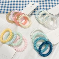 ☌ 2/4pcs Colorful Plastic Elastic Rubber Band Small Thansparent Spiral Cord Hair Tie Ponytail Holder Women Girls Styling Hair Gum