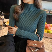 Elegant Solid Basic Knitted Tops Women Turtlneck Sweater Long Sleeve Casual Slim Pullover Korean Fashion Simple Chic Clothes