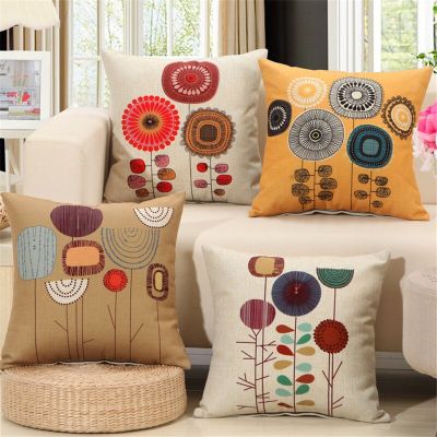 45x45cm Sunflower Cushion Cover Pillow Case Cotton Linen Home Decor Sofa Car Seat Decorative