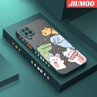 JIUMOO เคส M22ปลอกสำหรับ Samsung Galaxy A22 4G A22 5G สำหรับสวนสัตว์การ์ตูนสัตว์น่ารักเคสแข็งกันแรงกระแทกฝ้าขอบซิลิโคนเคสโทรศัพท์คลุมทั้งหมดป้องกันเลนส์กล้องเคสนิ่ม