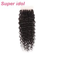 HD Transparent Swiss lace Brazilian remy human hair Water Wave 4X1 Lace Closure hair Natural black Pre-Plucked with Baby Hair