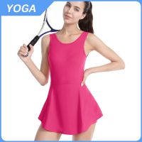 Women‘s Tennis Skirt Nylon Fitness Yoga Dress Double Layer Anti Glare Sweatwicking Sports Skirt Gym Clothing For Ladies