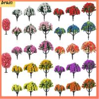 BRAIN 5pcs 4~6.5cm ของเล่นสำหรับเด็ก โมเดลรถไฟ ตกแต่งรถไฟ ต้นไม้ประดิษฐ์ทิวทัศน์ อุปกรณ์ตกแต่งภูมิทัศน์ ต้นไม้ดอกไม้จิ๋ว