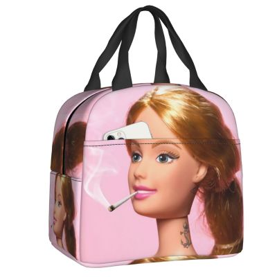 ♞ Doll Smoking Portable Lunch Boxes for Women Leakproof Cooler Thermal Food Insulated Lunch Bag School Children Student