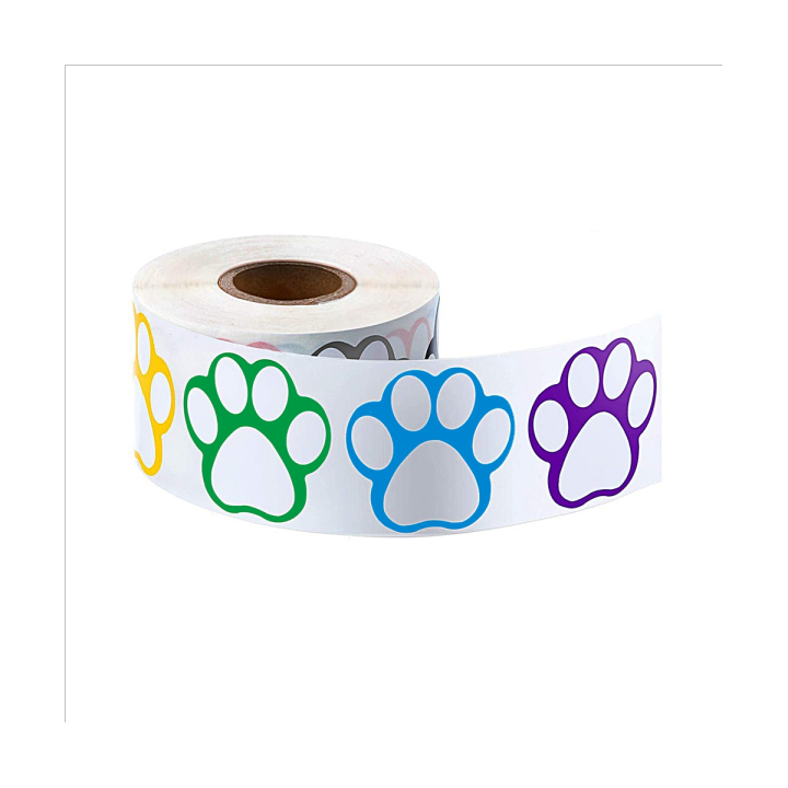 a-roll-of-500-pieces-colorful-paw-stickers-paw-footprint-stickers-1inch-mixed-color