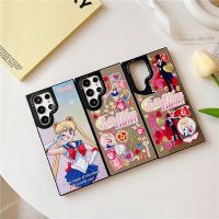 เคส S23 Samsung Galaxy โทรศัพท์อัลตร้า S22,เคสกระจกแฟชั่นลายการ์ตูนน่ารักเซเลอร์มูน INS สไตล์ TPU ป้องกันการกระแทก