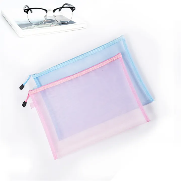 zipper-test-paper-bag-puzzle-storage-bag-nylon-mesh-file-bag-a5-test-paper-information-bag-a4-transparent-zipper-bag