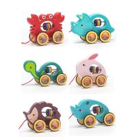 Pull Along Rolling Animal Toy Kindergarten Baby Puzzle Toy Childrens Drag Toy Car Animal Cart for Kids Toddlers