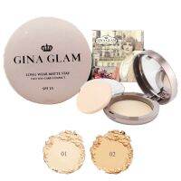 Gina Glam Long Wear Matte Stay Two Way Cake Compact Powder SPF15 G40 แป้งพัฟ จีน่า เกลม[micro]