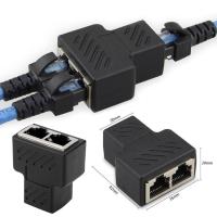 [HOT HAIXWLXKWW 589] อะแดปเตอร์แยก RJ45 LAN Ethernet Cable 1 2 Way Dual Female Port Connector Adapter