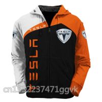 2023 style Hoodies Men Tesla Print Sweatshirt Spring Autumn Mens Jacket Long Sleeve Sportswear Casual Zipper Ho，can be customization